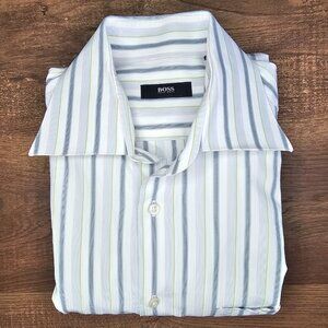 Hugo Boss 100% Cotton Long Sleeve Button Up Dress Shirt 15.5 34/35